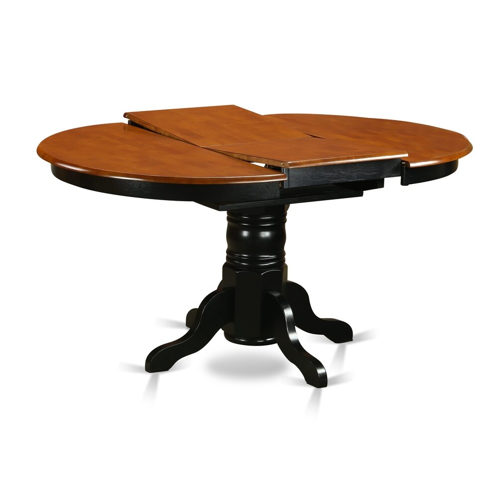 East West Furniture Kitchen Dining Table Butterfly leaf Oval Table Top and Pedestal Legs  Hardwood Table (Finish Option)