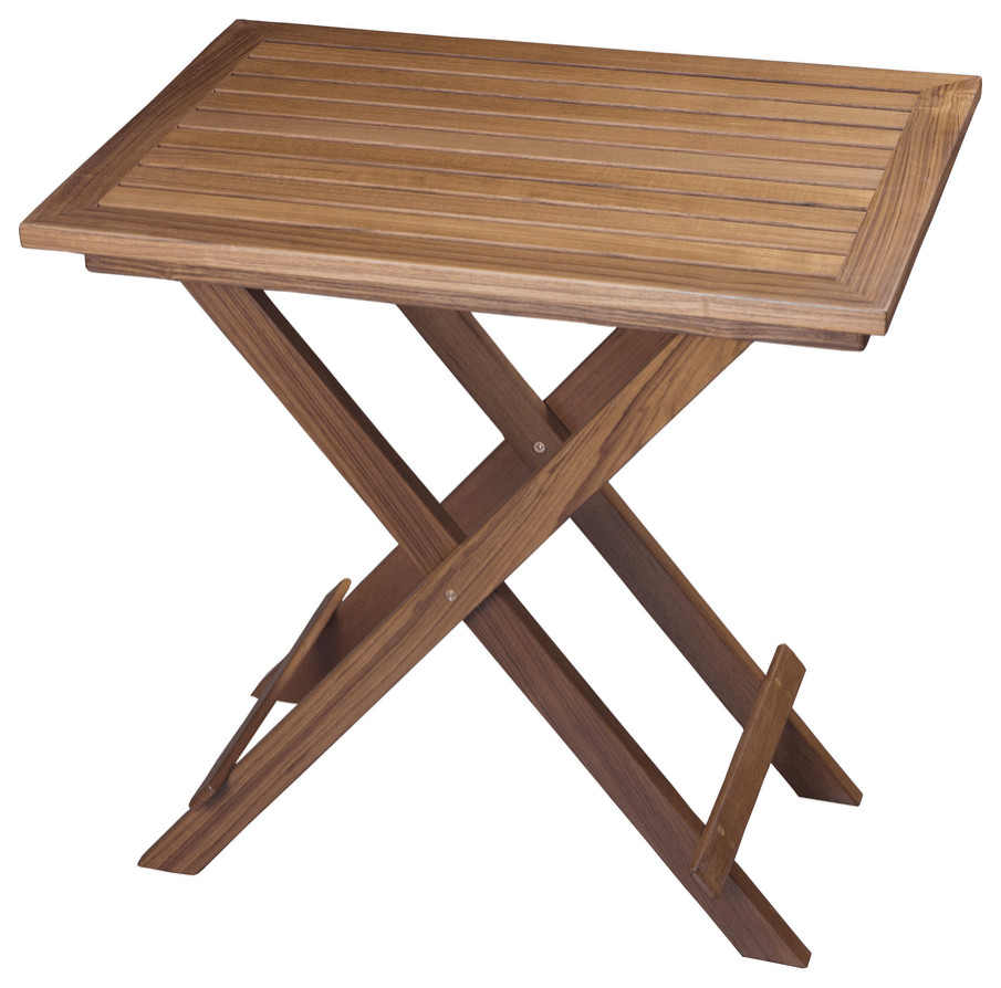 28 quotBrown Solid Wood Folding Outdoor Side Table   Outdoor Dining Tables   by HomeRoots  Houzz