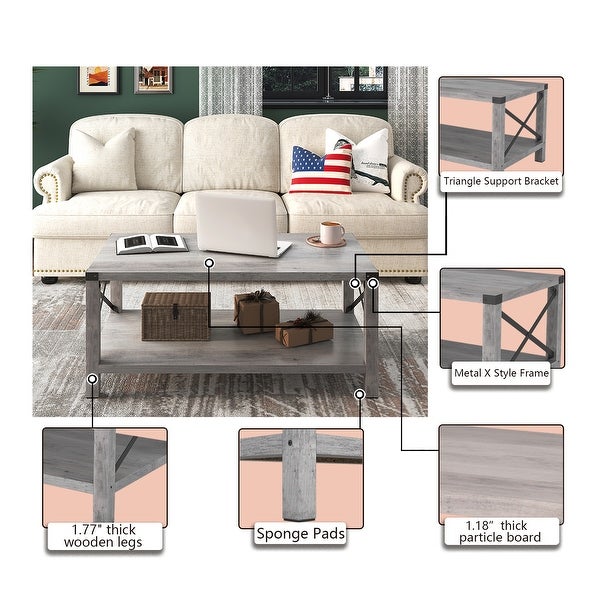 Rectangle Coffee Table 2-Tier For Living Room Modern Coffee Table， Console， Sofa and End Tables