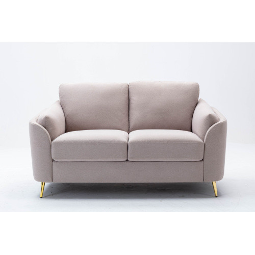 Contemporary 1pc Loveseat Beige Color with Gold Me...