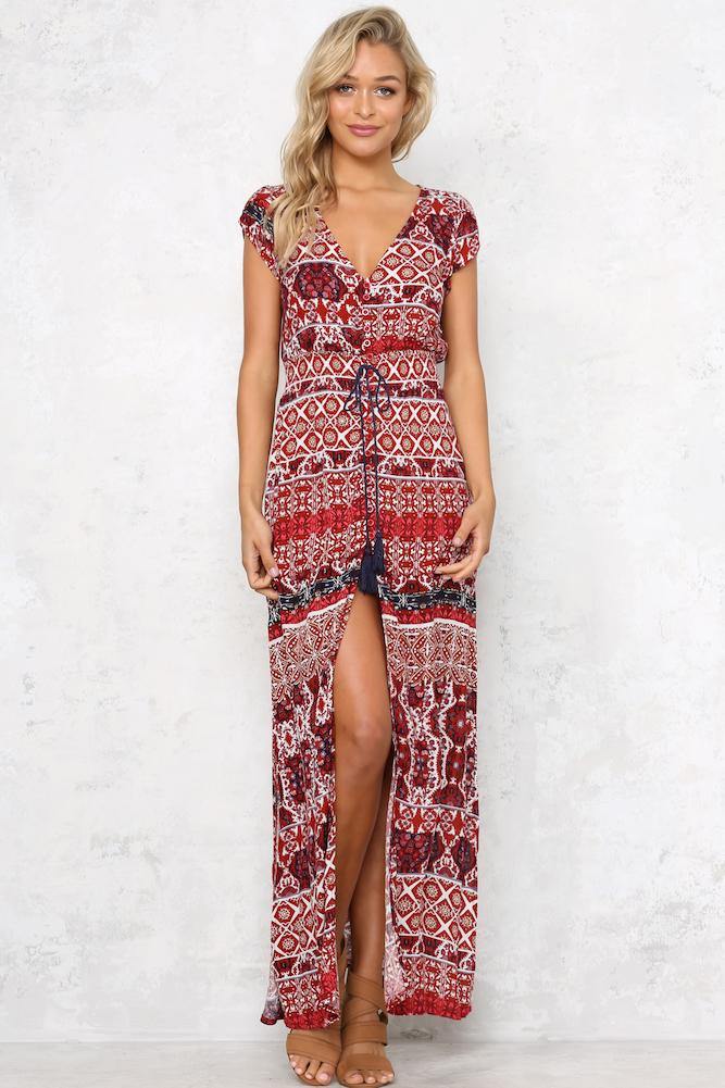 Lands Of Bohemia Maxi Dress Wine