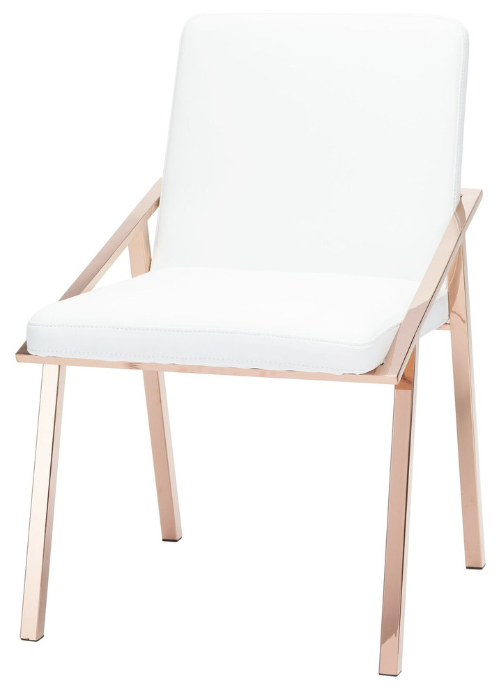 Nuevo Nika Faux Leather Dining Side Chair in White and Rose Gold   Modern   Dining Chairs   by Homesquare  Houzz