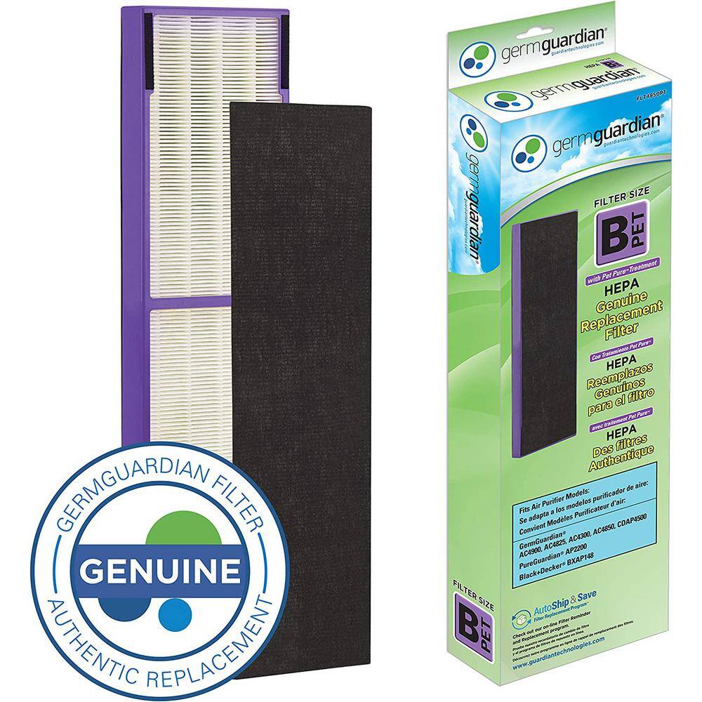 GermGuardian True HEPA with Pet Pure Treatment GENUINE Replacement Filter B for AC4300AC48004900 Series FLT4850PT