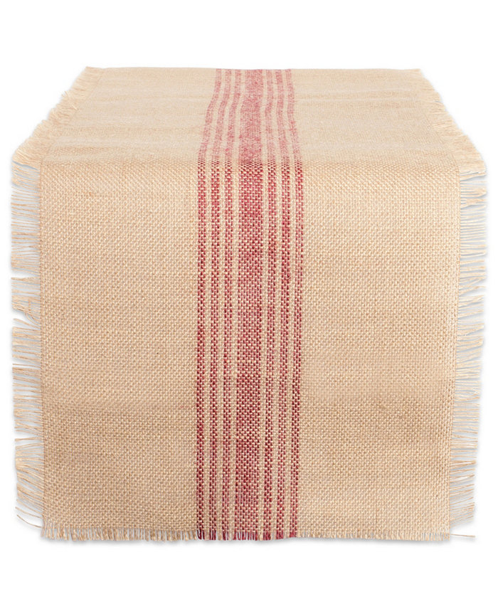 Design Imports Barn Middle Stripe Burlap Table Runner 14 x 72