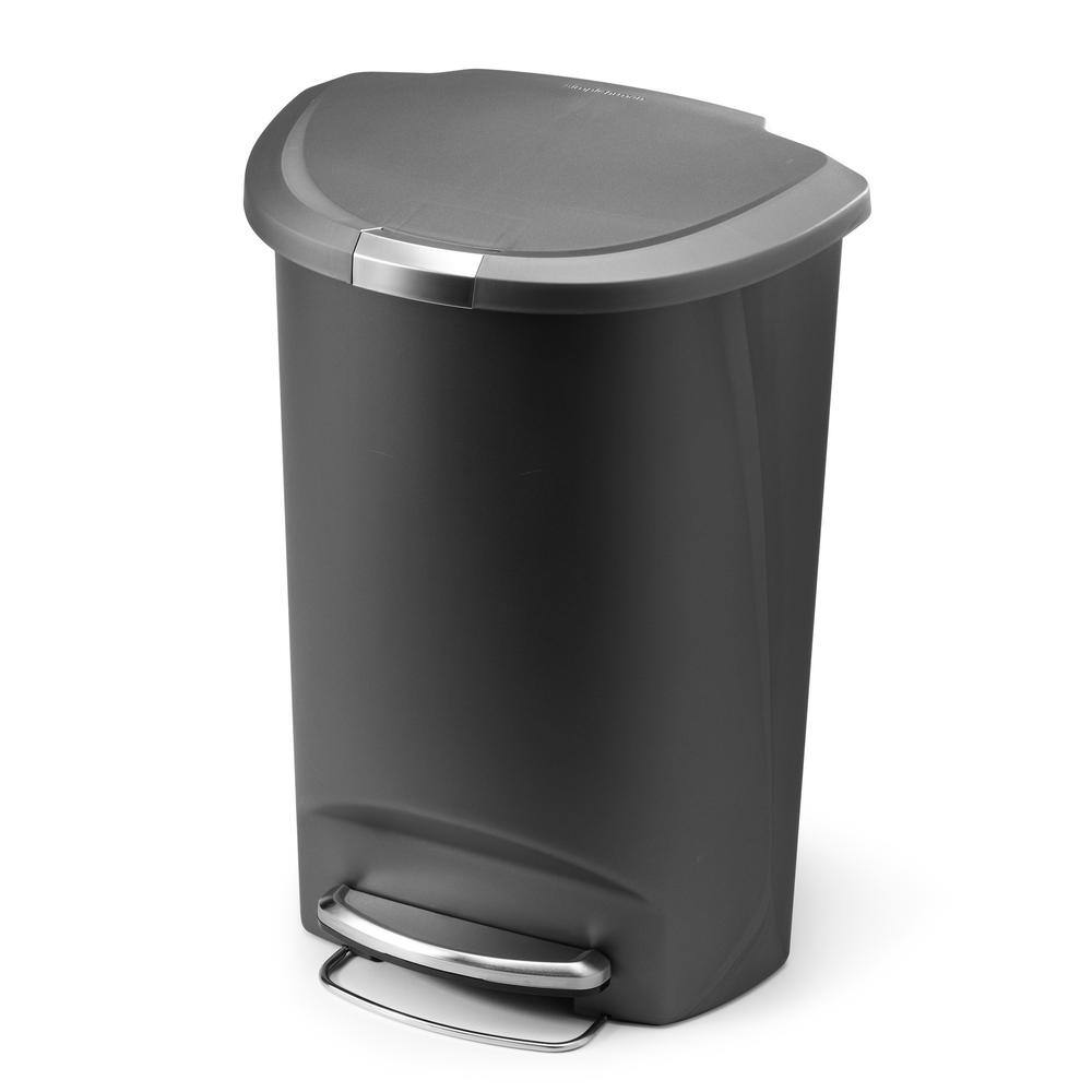 simplehuman 50-Liter Semi-Round Grey Plastic Step-On Trash Can CW1357