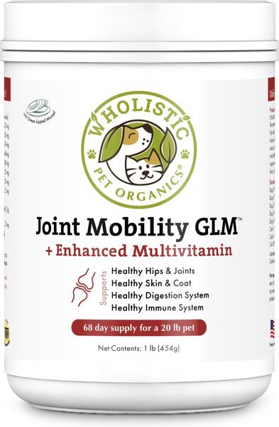 Wholistic Pet Organics Joint Mobility GLM Enhanced Multivitamin with Joint Support for Dogs and Cats Supplement