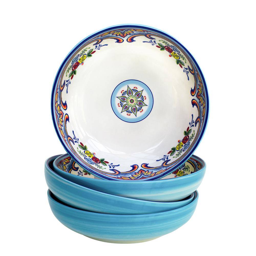 Euro Ceramica Zanzibar 4-Piece Earthenware Pasta Bowl Set YS-ZB-1001-5