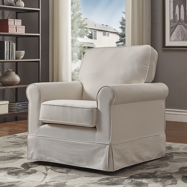 Fallon Rolled Arm Cotton Fabric Swivel Chair by iNSPIRE Q Classic