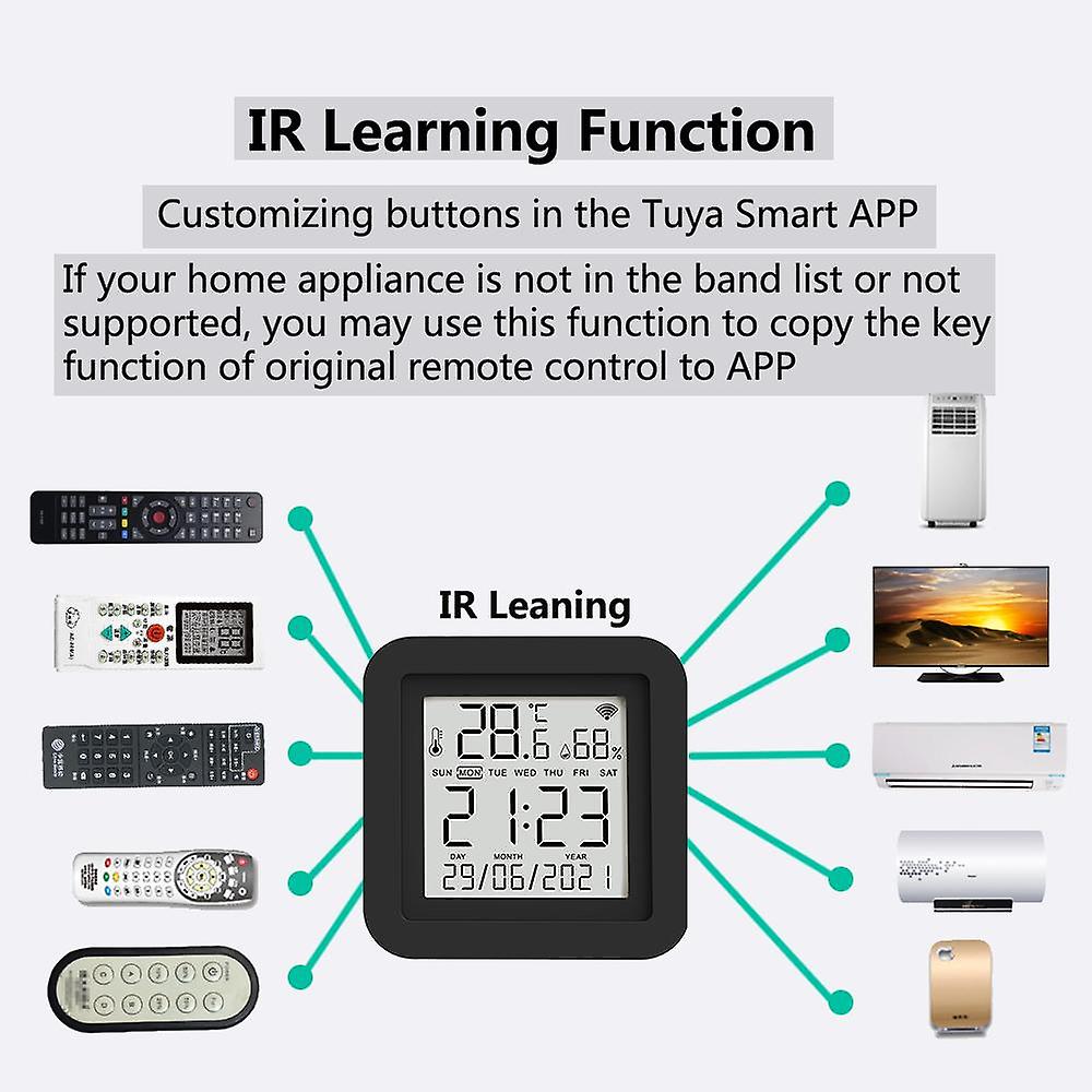 For Tuya Smart Wifi Universal Ir Remote Temperature Humidity Sensor For Air Conditioner Tv Ac Works With Alexa，google Home Yandex