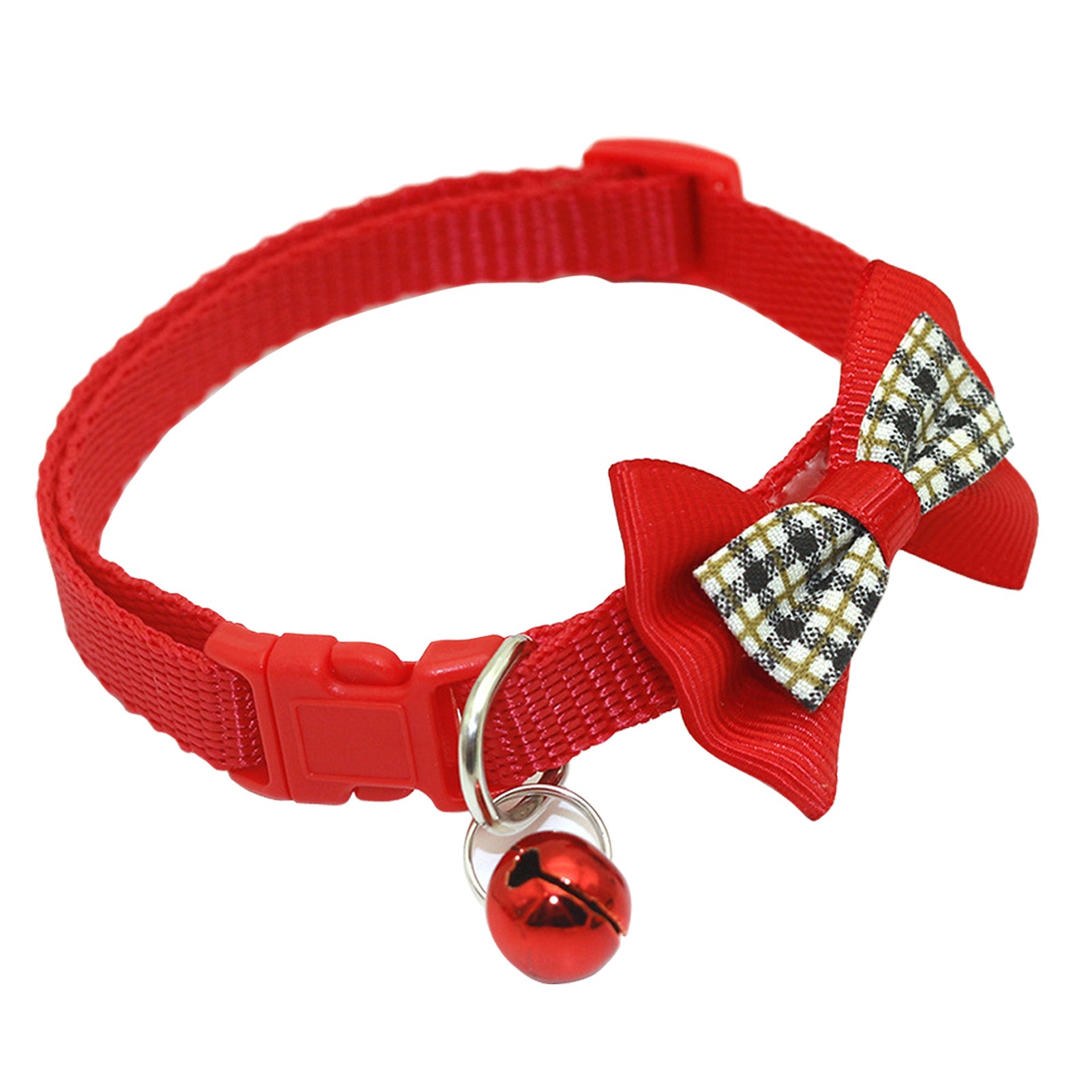 CHBORLESS 2 Pcs Nylon Cat Collar with Bell Bow Tie Flower Adjustable Puppy Kitten Collar，Red