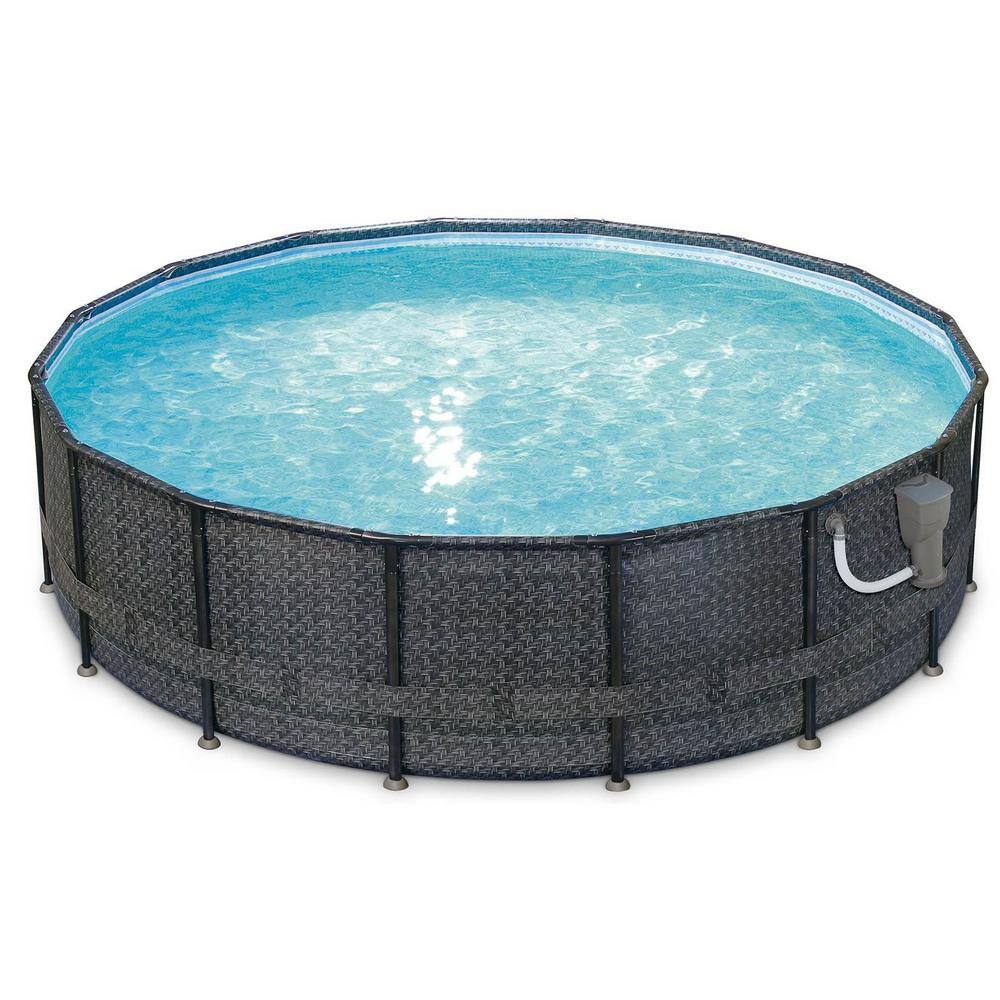 Summer Waves 48 in. Oval 192 in. D Above Ground Swimming Pool Set with Pump P4A01648B-SW