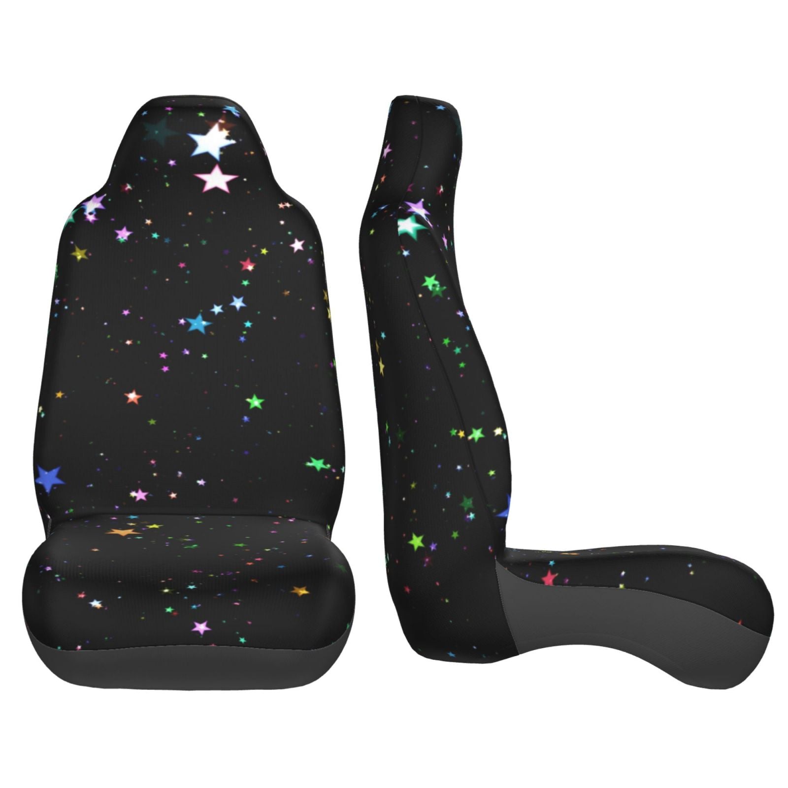 TEQUAN Front Seat Covers， Stars Starry Colorful Pattern 2 Piece Car Seat Cover Fit Most Car SUV Truck Van