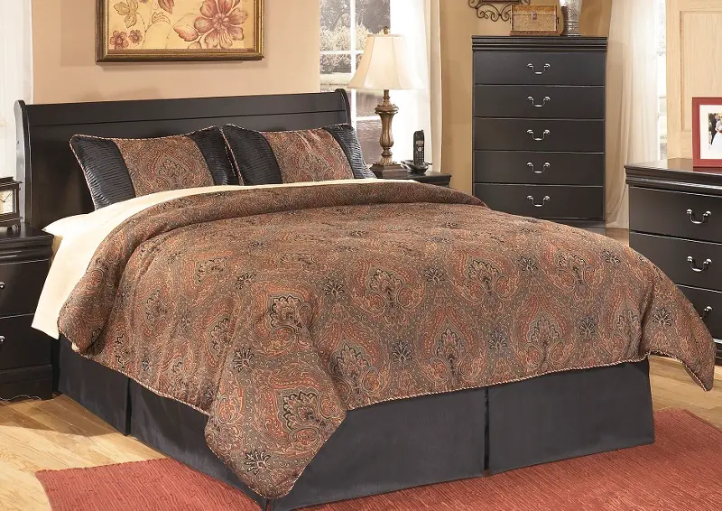 Huey Vineyard Black Queen Sleigh Headboard