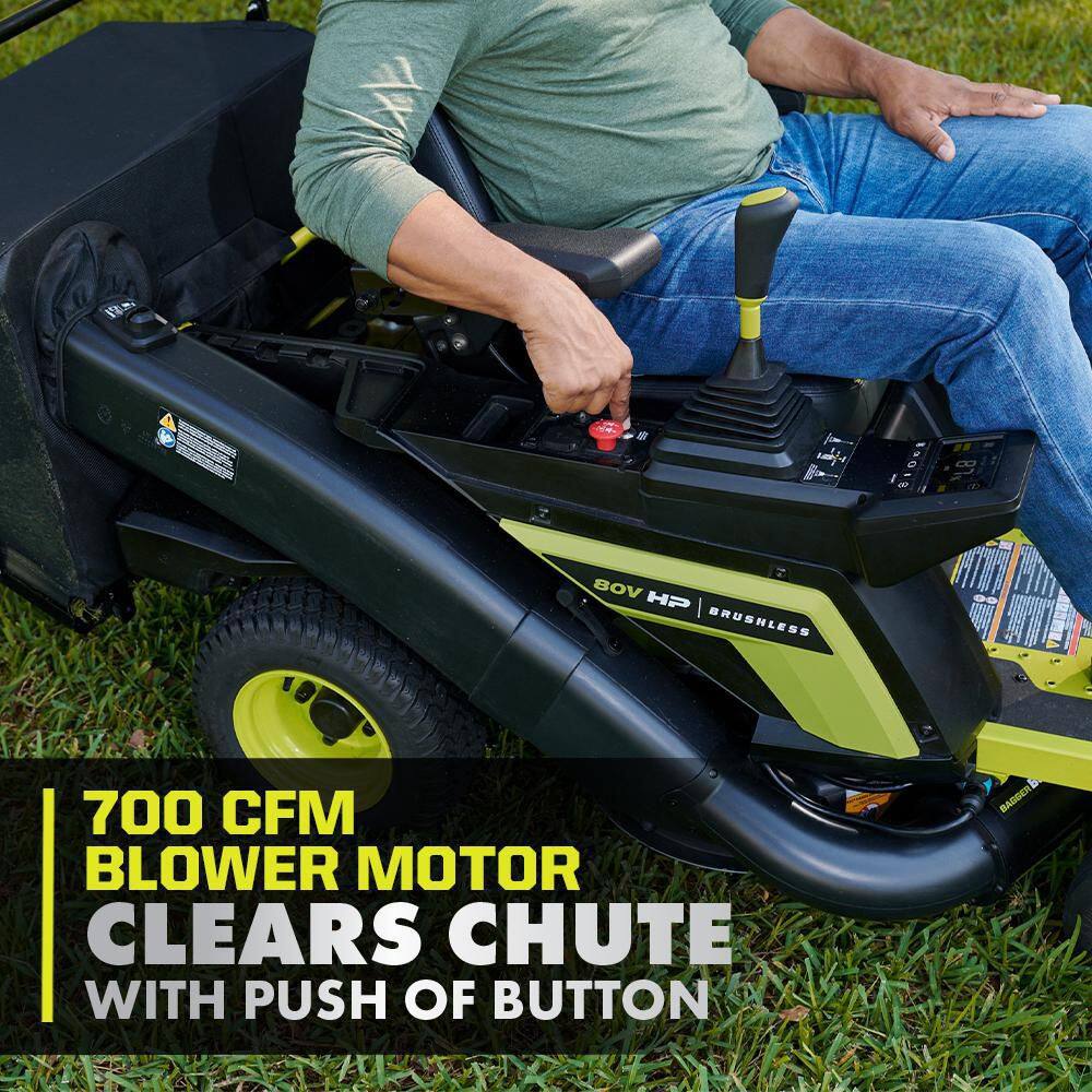 RYOBI 80V HP Brushless 30 in. Battery Electric Cordless Zero Turn Mower with (2) 80V 10 Ah Batteries Charger Bagger wBoost RYRM8010-2A