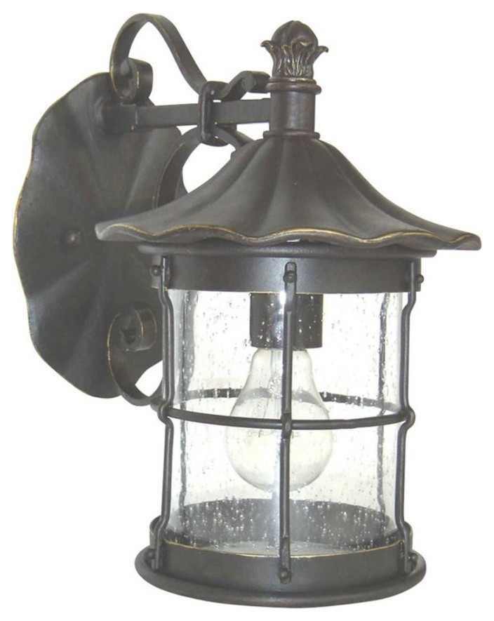 Bronze and Seeded Glass Outdoor Wall Lantern   Traditional   Outdoor Wall Lights And Sconces   by Lighting Lighting Lighting  Houzz