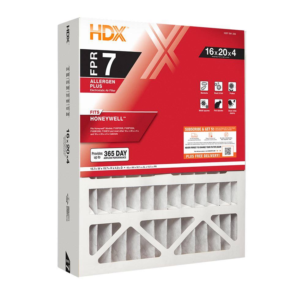 HDX 16 in. x 20 in. x 4 in. Honeywell Replacement Pleated Air Filter FPR 7 HDX-HW1620-11-3