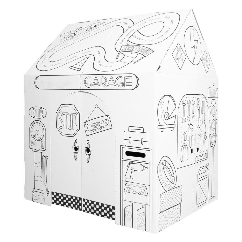 Easy Playhouse Garage-Kids Art  Craft for Indoor Decorate  Personalize Cardboard Fort EP1102