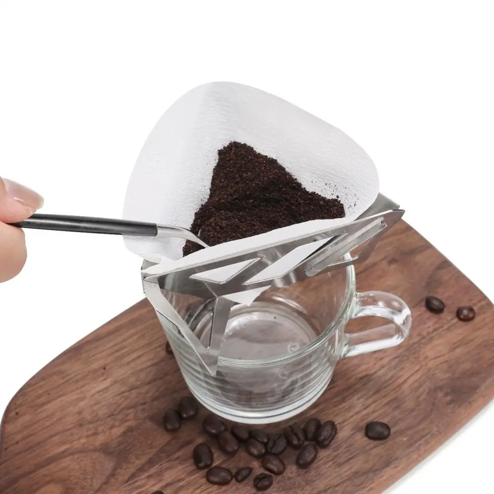 Outdoor Foldable Reusable Stainless Steel Portable Holder Camping Drip Holder Coffee Filter