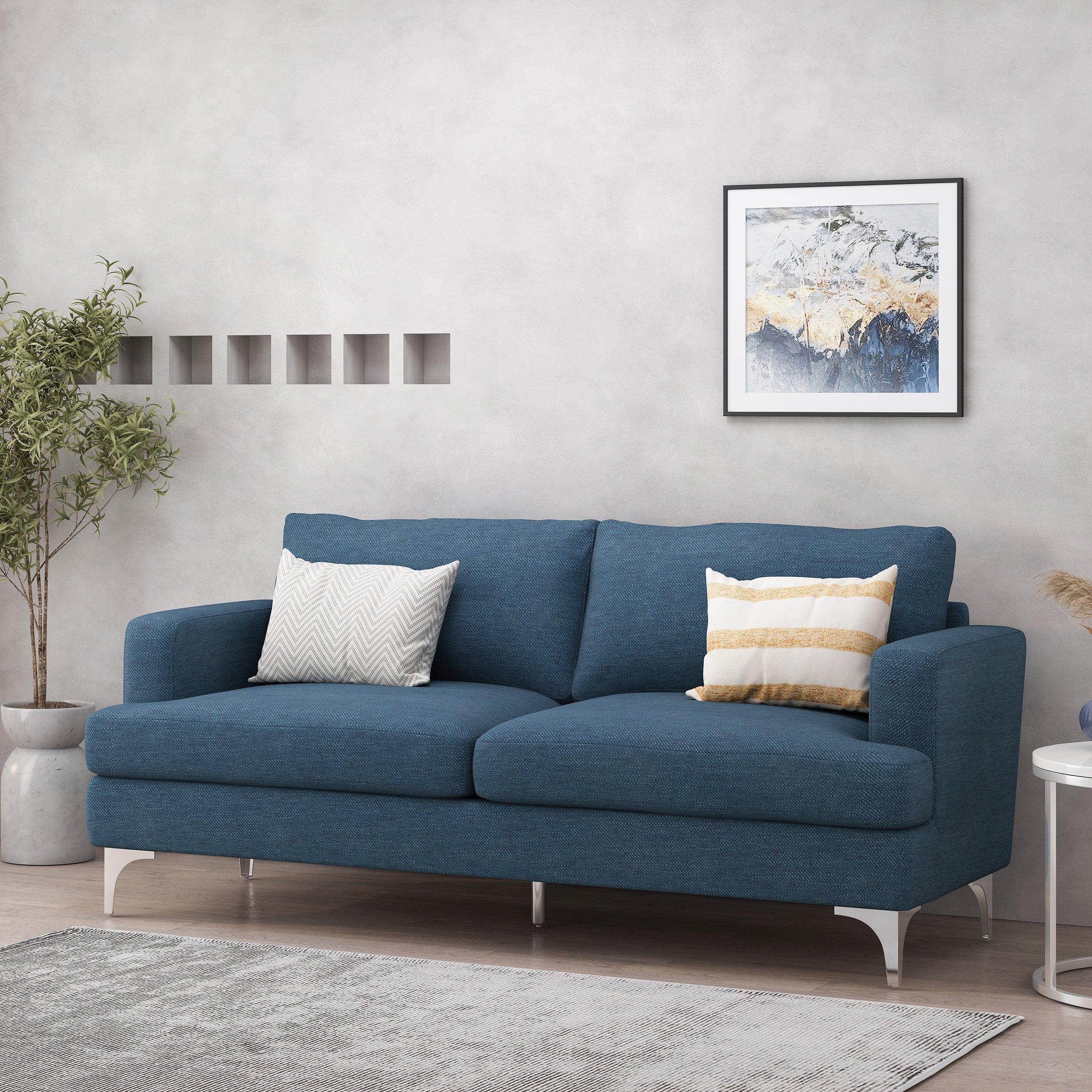 Eliphaz Contemporary Fabric 3 Seater Sofa