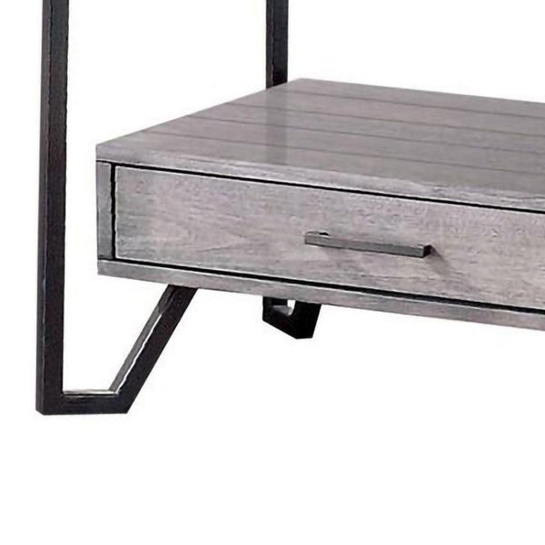 24 Inch Metal End Table with Glass Top and 1 Drawer - 24 H x 22 W x 24 L Inches