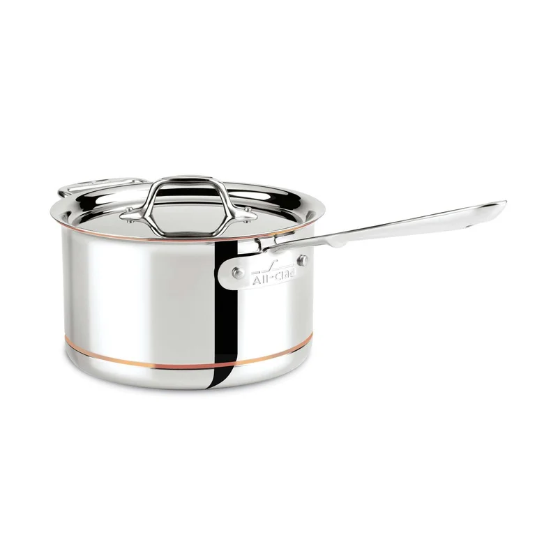 All-Clad 6203 SS Copper Core 5-Ply Bonded Dishwasher Safe Saucepan with Lid / Cookware， 3-Quart， Silver