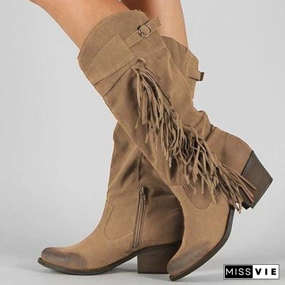 New Buckle Tassel Boots