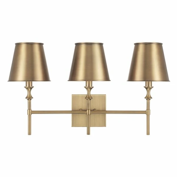 Whitney 3-light Aged Brass Bath/ Vanity Fixture