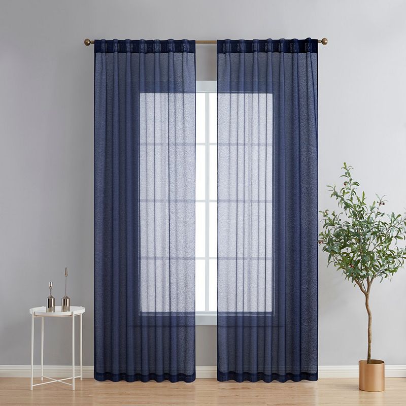 THD Scarlett Semi Sheer Pocket Top and Back Tab Lightweight Window Curtains Drapery Panels， 2 Panels