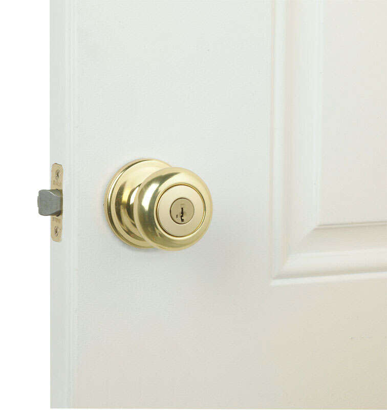 Kwikset SmartKey Juno Polished Brass Entry Lockset KW1 1-3/4 in.