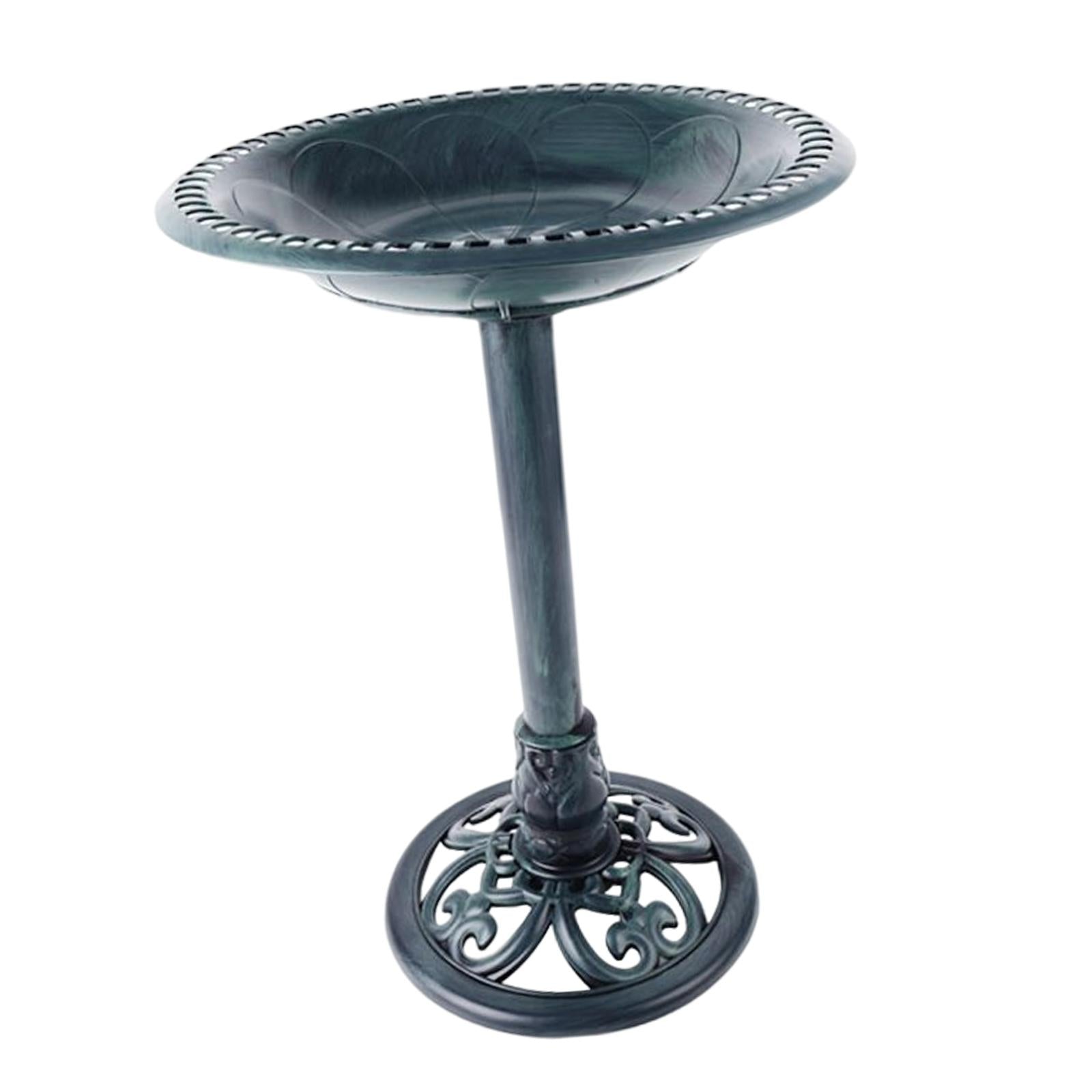 Outdoor Bird Bath Antique Style Flower Design Lightweight Weather Resistant Standing Birdbaths for Patio Lawn Balcony Courtyard Ornament Green