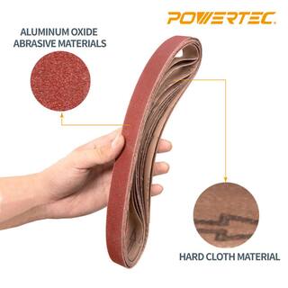 POWERTEC 1 in. x 42 in. 80-Grit Aluminum Oxide Sanding Belt (10-Pack) 414208A