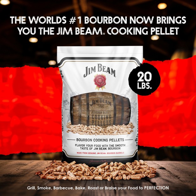 Ol x27 Hick Cooking Pellets Jim Beam Bourbon Barrel Barbecue Smoker Natural Oak Pellets For Grilling Smoking Or Braising 20 Pound Bag