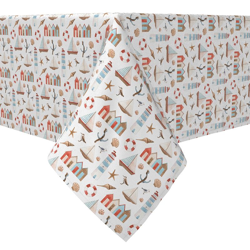 Rectangular Tablecloth， 100% Cotton， Seaside Coastal Décor