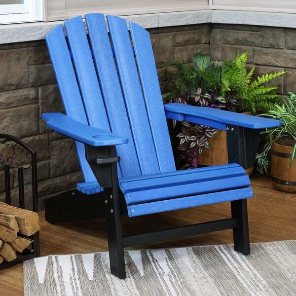 Sunnydaze AllWeather Outdoor Adirondack Chair with Drink Holder