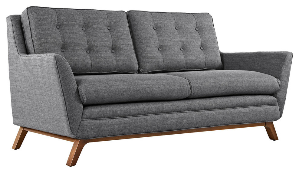 Beguile Upholstered Fabric Loveseat   Midcentury   Loveseats   by House Bound  Houzz