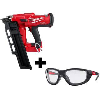 MW M18 FUEL 3-12 in. 18-Volt 21-Degree Lithium-Ion Brushless Framing Nailer and Performance Safety Glasses with Gasket 2744-20-48-73-2040