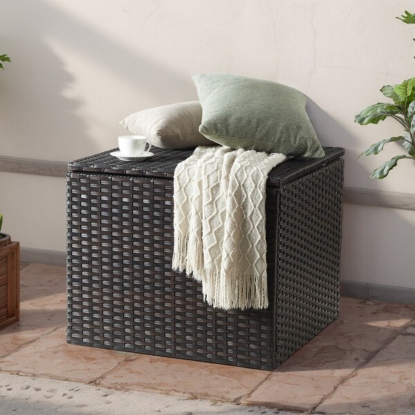 Outdoor Wicker Storage Box Rattan Pool Storage Box