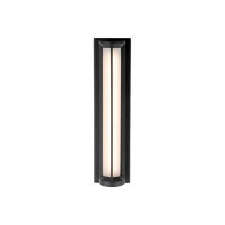 Hampton Bay Madison 18 in. H Black Integrated LED Outdoor Wall Sconce Light Frosted Glass KCS1601LX-01