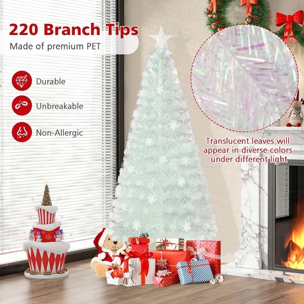 Costway 5FT/6FT/7FT PreLit Fiber Optic Christmas Tree Decor