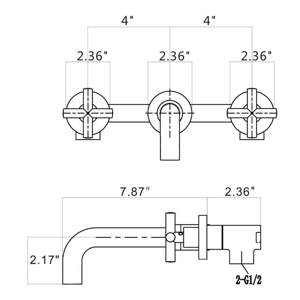 HOMEMYSTIQUE Double Handle Wall Mounted Bathroom Faucet in Bronze N-TH8008FG