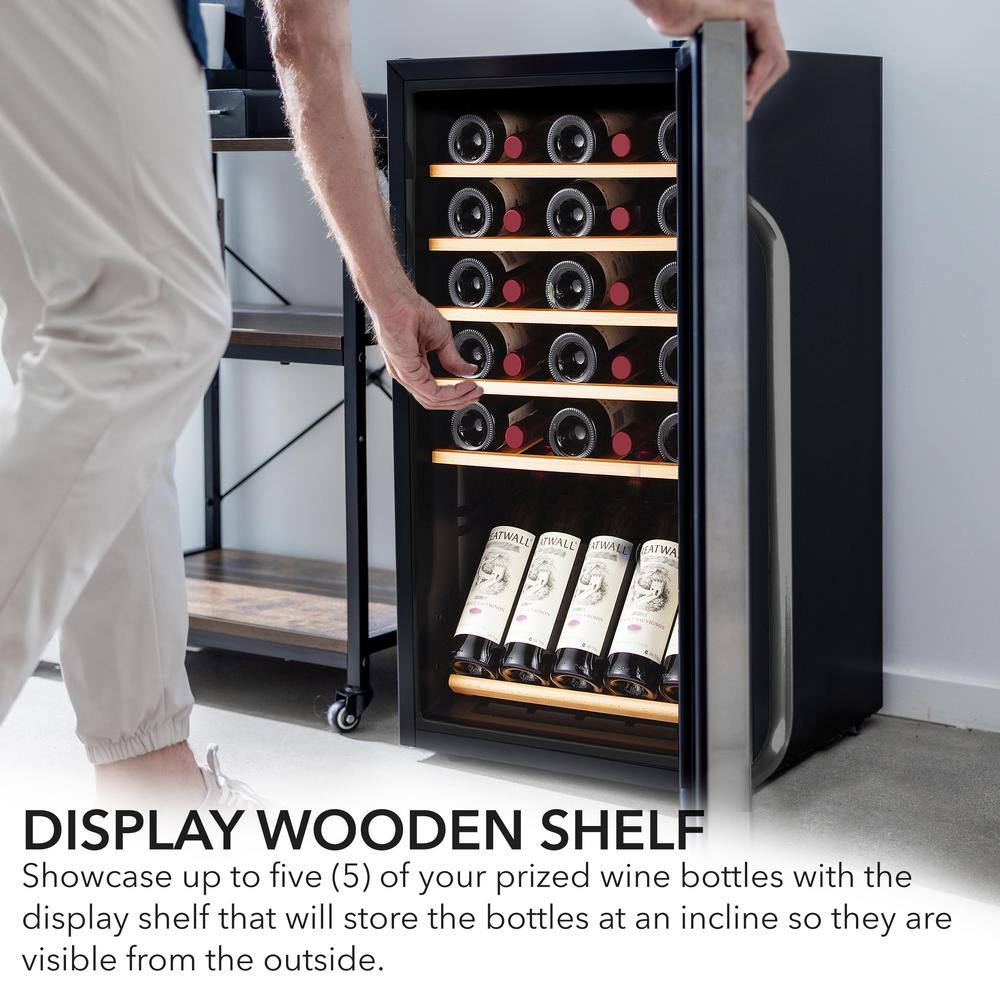 Whynter 34-Bottle Freestanding Stainless Steel Wine Refrigerator with Display Shelf and Digital Control FWC-341TS