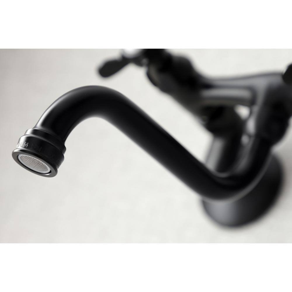 Kingston Brass Essex 2-Handle Wall-Mount Bathroom Faucet in Matte Black HKS116MB