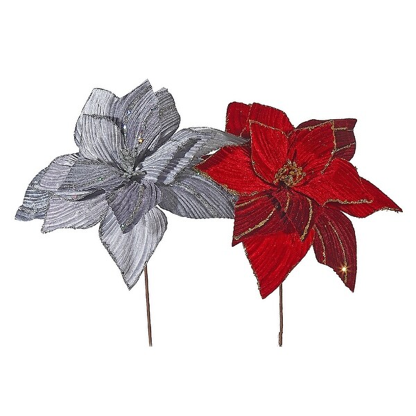 Christmas Glitter Spiral Poinsettia Pick