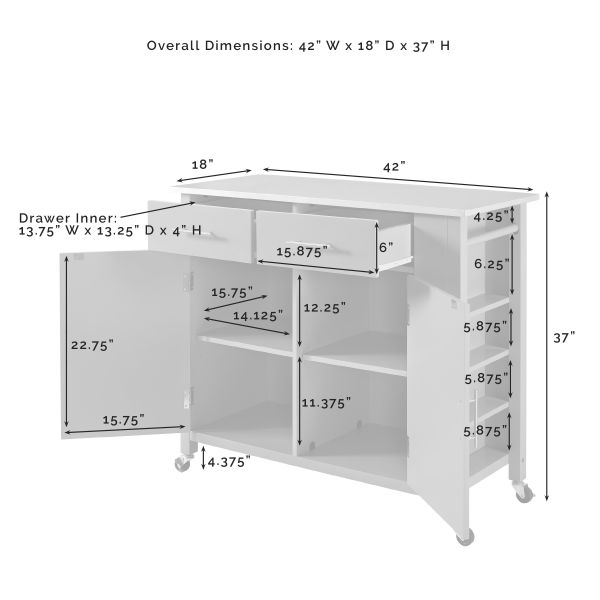 Savannah Stainless Steel Top Full-Size Kitchen Island/Cart