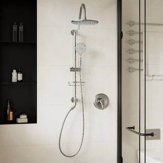 CASAINC 3-Spray Patterns 2.5GPM Round 10 in. Wall Bar Shower Kit with Hand Shower and Slide Bar in Brushed Nickel CS19S101BN