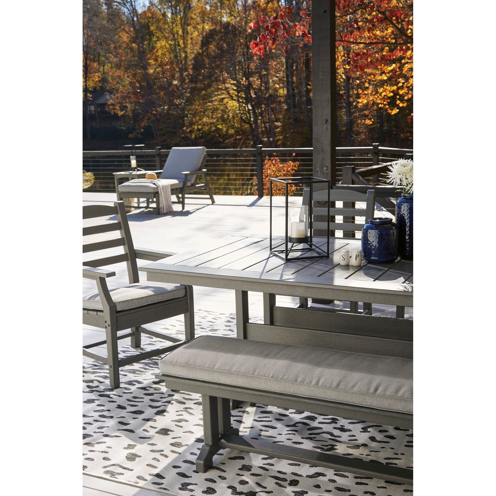 Poly Grey 6pc Outdoor Dining Set with Bench