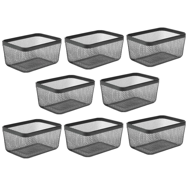 mDesign Steel Food Storage Organizer Bin Mesh Basket for Pantry - 8 Pack