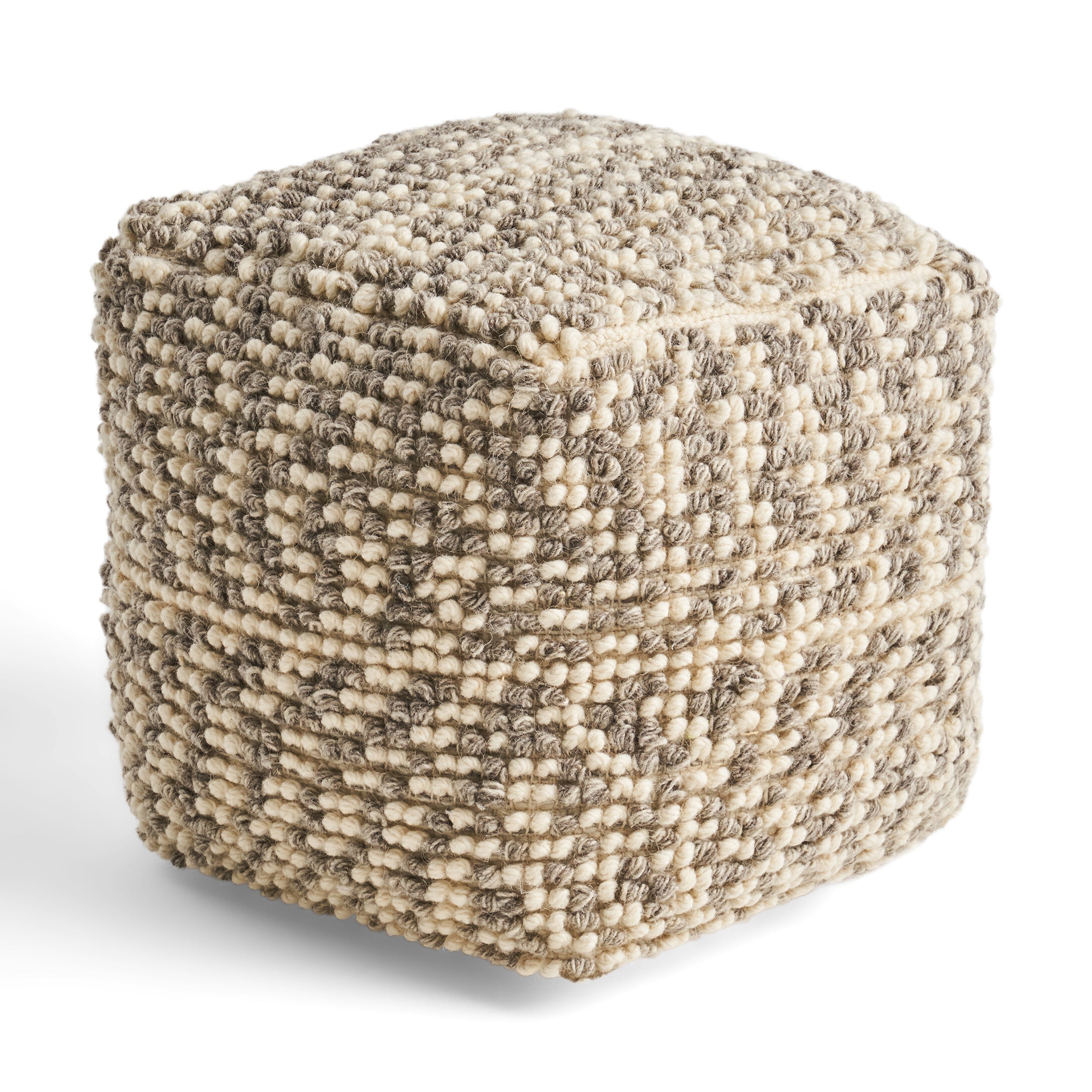 Zoriah Boho Wool and Cotton Ottoman Pouf