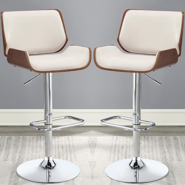 Bentwood Adjustable Height Stool with Chrome Base