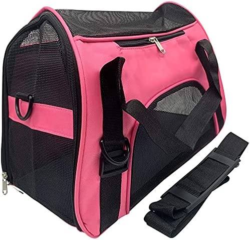 TIYOLAT Pet Carrier Bag， Airline Approved Duffle Bags， Pet Travel Portable Bag Home for Little Dogs， Cats and Puppies， Small Animals （Medium-pink）